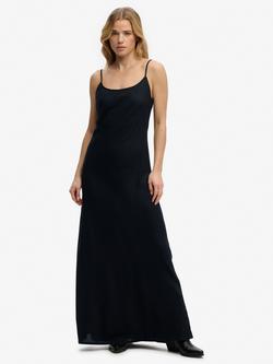 Superdry Bias Cut Maxi Slip Dress, Black, Black