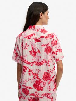 Superdry Beach Printed Short Sleeve Shirt, Cream/Red - view 2, Cream/Red