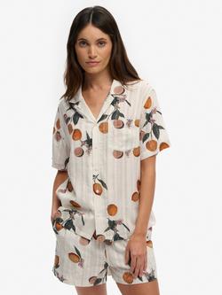Superdry Beach Printed Short Sleeve Shirt, Cream/Multi, Cream/Multi
