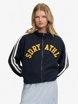 Superdry Athletic Essentials Appliqué Loose Zip Track Top, Eclipse Navy