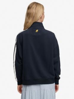 Superdry Athletic Essentials Appliqué Loose Zip Track Top - view 2, Eclipse Navy