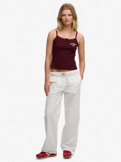 Superdry Elastic Waist Straight Trousers, Optic, Optic