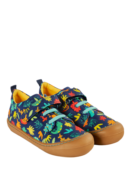 Frugi Kids' Ocean Low Top Canvas Shoes, Multi - view 2, Blue Multi