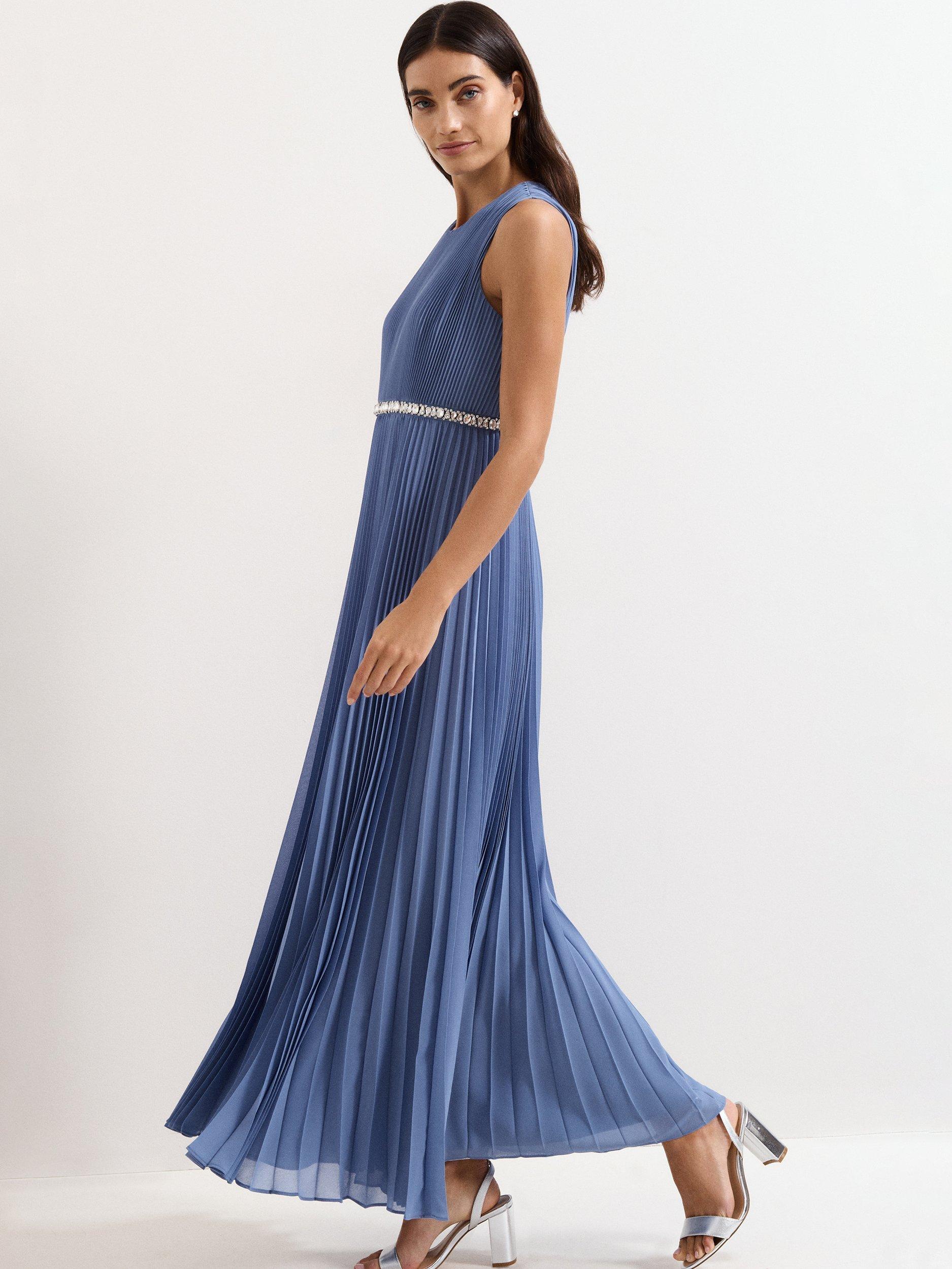 Phase Eight Anora Pleated Sleeveless Dress, Pale Blue