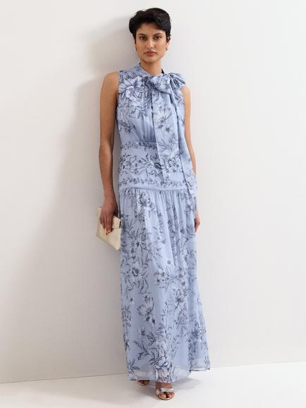 Phase Eight Dakota Pure Silk Maxi Dress, Pale Blue, Pale Blue