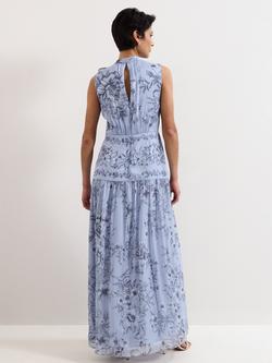 Phase Eight Dakota Pure Silk Maxi Dress, Pale Blue - view 2, Pale Blue