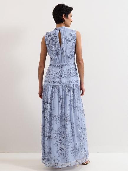 Phase Eight Dakota Pure Silk Maxi Dress, Pale Blue - view 2, Pale Blue