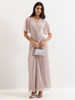 Phase Eight Dorinda Plisse Maxi Dress, Metallic, Metallic