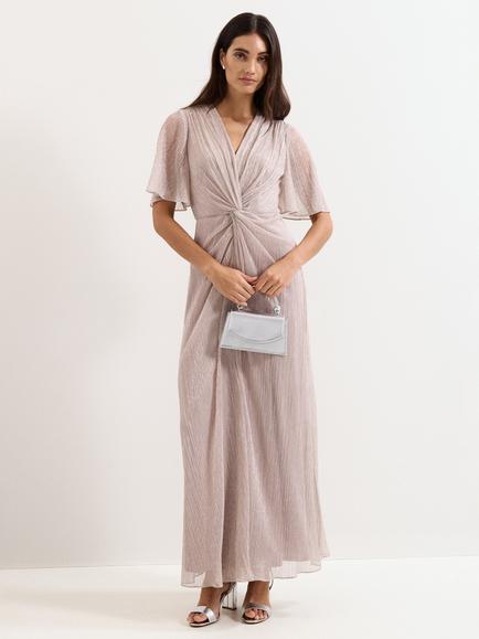 Phase Eight Dorinda Plisse Maxi Dress, Metallic, Metallic