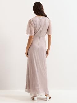 Phase Eight Dorinda Plisse Maxi Dress, Metallic - view 2, Metallic