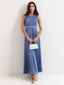 Phase Eight Petite Anora Pleated Sleeveless Dress, Pale Blue, Pale Blue