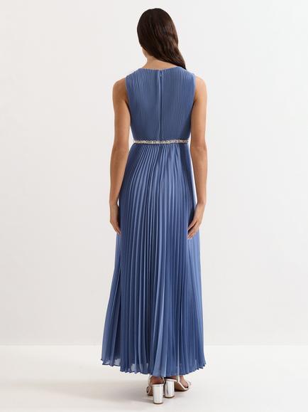Phase Eight Petite Anora Pleated Sleeveless Dress, Pale Blue - view 2, Pale Blue