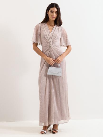 Phase Eight Petite Dorinda Plisse Maxi Dress, Beige, Beige