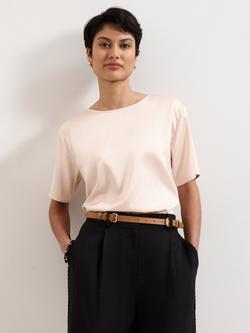 Phase Eight Francesca Satin T-Shirt, Pale Pink, Pale Pink