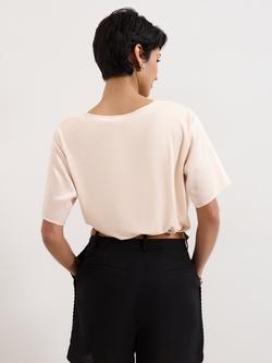 Phase Eight Francesca Satin T-Shirt, Pale Pink - view 2, Pale Pink