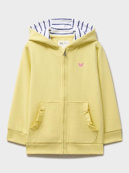 Crew Clothing Kids' Long Sleeve Frill Pocket Hoodie, Lemon Yellow, Lemon Yellow