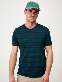 Crew Clothing Striped Cotton T-Shirt, Jade Green, Jade Green