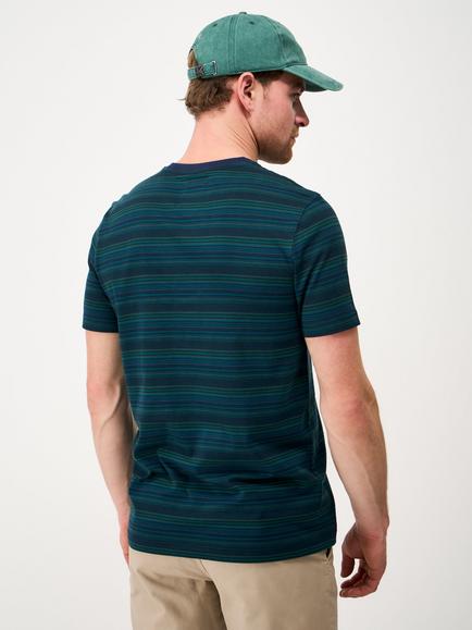 Crew Clothing Striped Cotton T-Shirt, Jade Green - view 2, Jade Green