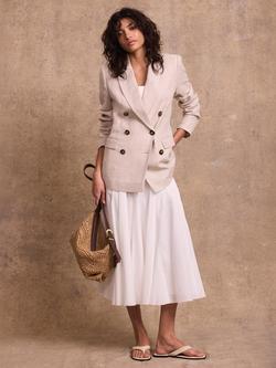 Mint Velvet Linen Double Breasted Blazer, Natural, Natural