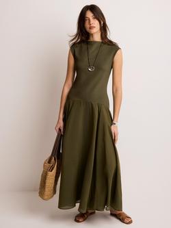 Mint Velvet Drop Waist Maxi Dress, Khaki, Khaki