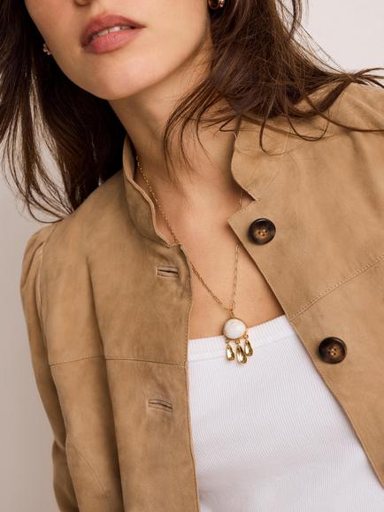 Mint Velvet Triple Drop Pendant Necklace, Gold - view 2, Gold