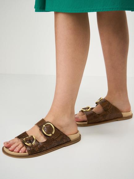 Crew Clothing Footbed Sandals, Multi Brown - view 2, Multi Brown