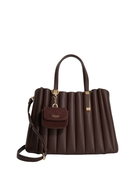 Dune London Dolly Pleated 3 Part Tote Bag, Brown, Brown