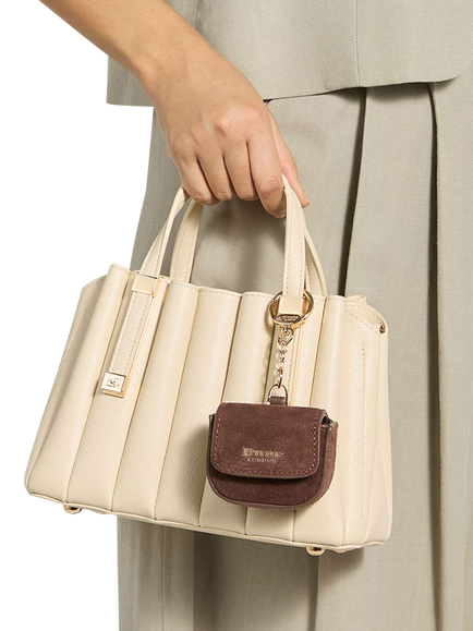 Dune London Mini Pleated Dinkdolly Tote Bag, Ecru - view 2, Ecru