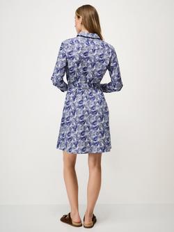 Crew Clothing Eleanor Palm Print Cotton Poplin Shirt Dress, Navy Blue - view 2, Navy Blue