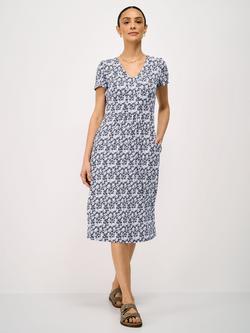 Crew Clothing Myla V-Neck Floral Midi Dress, Navy Blue, Navy Blue