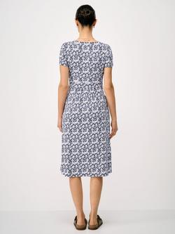 Crew Clothing Myla V-Neck Floral Midi Dress, Navy Blue - view 2, Navy Blue