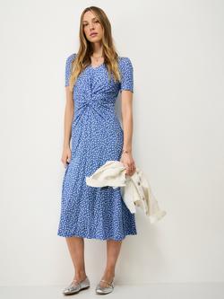 Crew Clothing Flora Twist Front Dress Containing LENZING™ ECOVERO™ Viscose, Dark Blue, Dark Blue