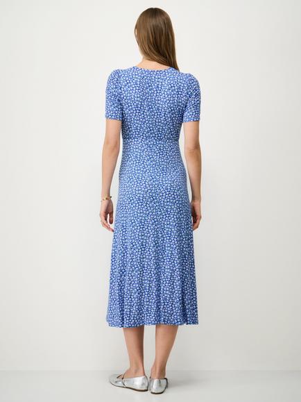Crew Clothing Flora Twist Front Dress Containing LENZING™ ECOVERO™ Viscose, Dark Blue - view 2, Dark Blue