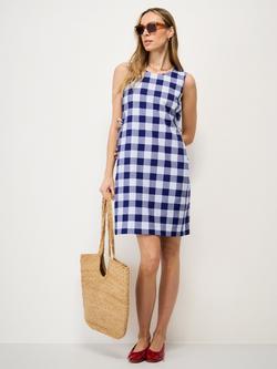 Crew Clothing Charlotte Shift Dress, Blue Multi - view 2, Blue Multi
