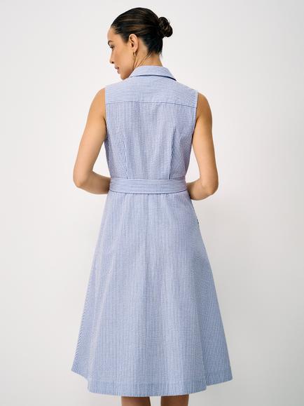 Crew Clothing Dara Sleeveless Shirt Dress - view 2, Dark Blue