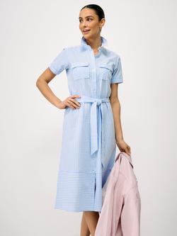 Crew Clothing Kaya Seersucker Shirt Dress, Dark Blue, Dark Blue