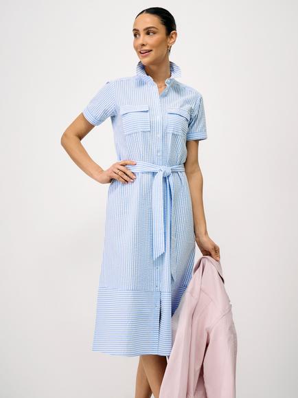Crew Clothing Kaya Seersucker Shirt Dress, Dark Blue, Dark Blue