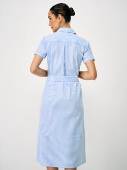 Crew Clothing Kaya Seersucker Shirt Dress, Dark Blue - view 2, Dark Blue