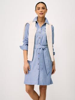 Crew Clothing Jenn Long Sleeve Linen Blend Shirt Dress, Light Blue, Light Blue