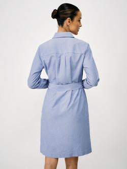 Crew Clothing Jenn Long Sleeve Linen Blend Shirt Dress, Light Blue - view 2, Light Blue