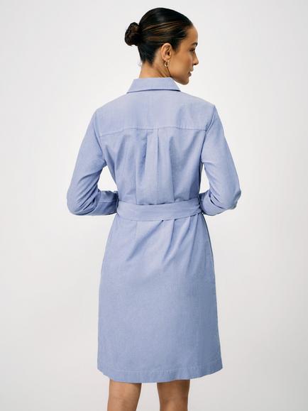 Crew Clothing Jenn Long Sleeve Linen Blend Shirt Dress, Light Blue - view 2, Light Blue