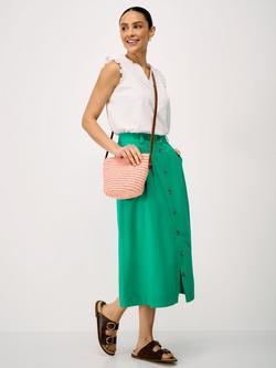 Crew Clothing Ella Button Front Midi Skirt, Emerald Green, Emerald Green