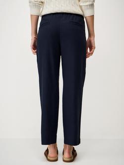 Crew Clothing Linen Rich Tapered Trousers, Navy Blue - view 2, Navy Blue