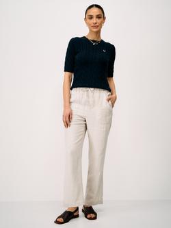 Crew Clothing Linen Rich Tapered Trousers, Natural, Natural