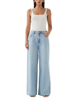 Aje Rylan Mid Rise Extra Wide Jeans, Light Wash