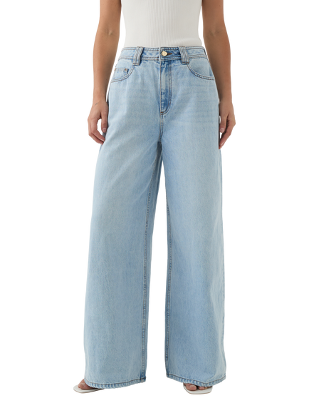 Aje Rylan Mid Rise Extra Wide Jeans - view 2, Light Wash