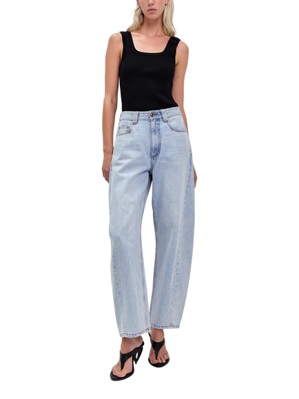 Aje Stevie Barrel Leg Jeans, Light Wash