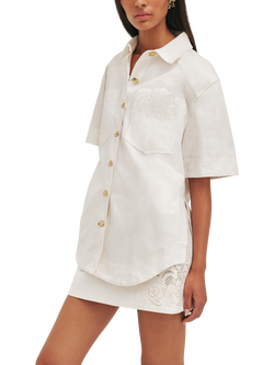 Aje Halo Embroidered Shirt, White - view 2, White