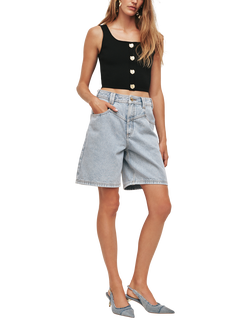 Aje Amie Denim Shorts, Light Wash Blue, Light Wash Blue