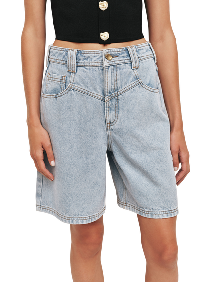 Aje Amie Denim Shorts, Light Wash Blue - view 2, Light Wash Blue